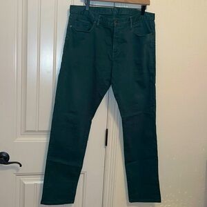Todd Snyder New York, Stretch 5-Pocket Jeans, Green Denim, Size 38 X 32